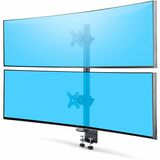StarTech.com Desk Mount For 2x Vertically Stacked Monitors, Dual 49" , Total 70lb/32kg, C-Clamp, VESA, Widescreen 16:9/Ultrawide 32:9, TAA - Monitor mount for two vertically stacked displays; Max dual 49" 32:9/35.3lb each - Hidden cable management; C-clamp for 1-3.9" thick desks - Quick-release VESA system; Height adjustable along 27.4" pole - Supports 180deg tilt/swivel/360deg rotation