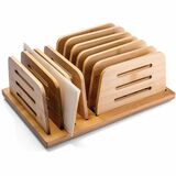 Officemate Desktop File Sorter - 9 Compartment(s) - 3.8" (96.52 mm) Height x 14" (355.60 mm) Width x 10" (254 mm) Depth - Adjustable - Natural Wood Grain - Bamboo - 1 / Each