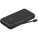 Belkin BoostCharge Power Bank 20K With Integrated Cable - For Smartphone, iPhone, Tablet PC, iPad mini, iPad, iPad Pro - 20000 mAh - 2 x USB - Black