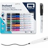 Fine Tip Dry-Erase Marker - Quartet DryGuard Dry Erase Markers, Whiteboard Markers, Low Odour Ink, Fine Tip, Assorted Colours, Magnetic Cap with Built-in Eraser, 16 Count