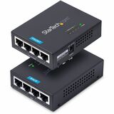 StarTech.com 4-Port Gigabit Midspan, PoE+ Injector, 802.3at & 802.3af, Wall-Mountable Power over Ethernet Midspan, TAA Compliant