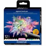 Staedtler pigment brush pen 371 - Pastel Yellow, Rose Pink, Light Rose, Ice Blue, Turquoise, Light Peach, Mint, Jade Green, Lime Green, Lavender Light, Warm Gray Light, ... Ink - Pigment-based, Water Based - Plastic, Polypropylene Barrel - Fiber Tip - Dra