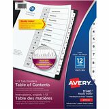 Avery® Ready Index Classic Tab Binder Dividers - 12 x Divider(s) - 1-12 - 12 Tab(s)/Set - 8.50" Divider Width x 11" Divider Length - 3 Hole Punched - White Paper Divider - White Paper Tab(s) - 12 / Set