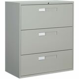 Global 9300 Series 36"W 3 Drawer Lateral File (9336-3F1H) - 36" (914.40 mm) Width x 18" (457.20 mm) Depth x 40.5" (1028.70 mm) Height - 3 x Drawer(s) - Letter, A4, Legal - Lateral - Removable Lock, Interlocking, Anti-tip Locking, Ball-bearing Suspension, Leveling Glide, Welded, Recessed - Nevada - Metal