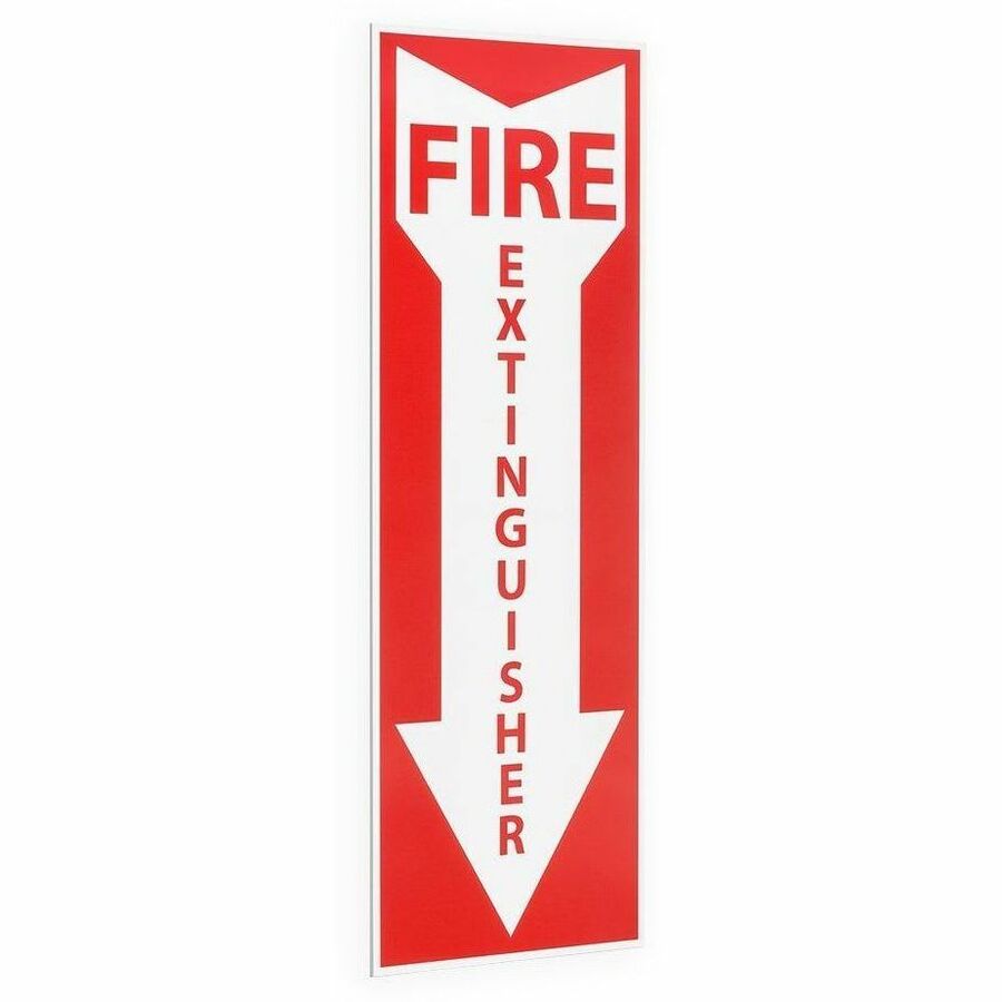 WASIP Fire Extinguisher Sticker, 4" x 12" - Rectangular Shape - Red, White Print/Message Color - Self-adhesive - Sign - Vinyl