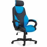 Offices To Go Brighton FX | High Back Tilter with Headrest - Black, Mountain Sky Seat Color - Luxhide, Vinyl Seat Material - Plush Back Material - High Back - 5-star Base - Armrest - 1 Each