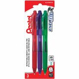Pentel EnerGel-X Retractable Gel Roller, (0.7mm) Metal Tip, Blister, 3PC Pack Assorted