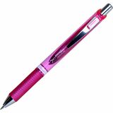 Pentel EnerGel Retractable Gel Roller, (0.7mm) Metal Tip, Pink Ribbon Barrel, Black Ink