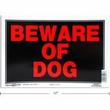 Hillman Beware of Dog Sign - English - Print/Message "BEWARE OF DOG" - 12" (304.80 mm) Width x 8" (203.20 mm) Height - Weather Resistant - Signage - 1 Each