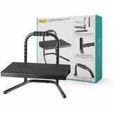 IntekView Height Adjustable Steel Footrest with Handle - 6.02" (153 mm) to 10.94" (278 mm) Adjustable Height - 10° Tilt - Black - Steel, Foam - 1 / Pack