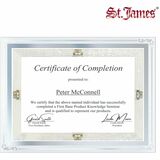 Cadres en verre St. James&reg; pour certificats, diplômes et documents 8,5" x 11" , bordure d&eacute;corative, estampage en feuille d'argent, paquet de 2