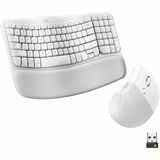 Logitech Wave Keys and Lift Combo - USB Plunger Wireless Bluetooth Keyboard - Off White - USB Wireless Bluetooth Mouse - 4000 dpi - 6 Button - Scroll Button, Scroll Wheel - QWERTY - Off White - Easy Switch, Power Switch Hot Key(s) - AA, AAA - Compatible with PC, Mac