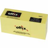 Offix Adhesive Note - Rectangle - 100 Sheets per Pad - Yellow - 1.5" x 2" Self-adhesive - 12 / Pack