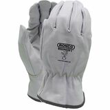 RONCO Wrangler's Gloves - Medium - Abrasion, Cut Protection - Medium Size - Goatskin, Grain Leather - White - Abrasion Resistant, Puncture Resistant, Comfortable, Durable, Shirred Back, Gunn Cut - For Industrial, Automotive, Oil & Gas, Machinery, Maintenance, Construction, Material Handling, General Purpose - 6 / Pack