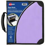 Avery Purple Zipper Binder - 375 Sheet Capacity - 2 4/5" (71.12 mm) Spine Width - 3 x 2" (50.80 mm) Ring - Fastener: 3 x Round Ring - Pocket: 6 - Fabric - Purple - Document Holder, Storage Pocket, Zipper Closure, Expandable, Notebook, Sturdy, Handle, Dura