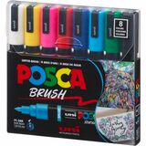 uni&reg; POSCA PC-5BR, Water-Based Brush Tip Paint Markers (8 Pack)