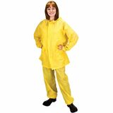 Zenith Safety Products Rain Suit - Medium - Rain Protection - Snap Closure - Polyvinyl Chloride (PVC) - Yellow - Storm Flap, Pocket, Detachable Hood, Fly Front, Non-conductive Fastener, Snap Closure, Welded Seam - 1 Each