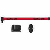 3M PLUS Wall Mount System, Red Double-Sided "Danger" - 15 ft (4572 mm) Red Belt Attachment - Retractable - Red - Plastic - 1 Each