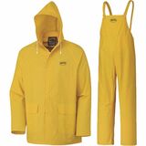 Pioneer 577 Rain Suit - X-Large - Rain, Water, Wind Protection - Snap/Zipper Closure - 2 Pocket(s) - Polyester, Polyvinyl Chloride (PVC) - Yellow - Detachable Hood, Ventilation, Cargo Pocket, Snap Closure, Zipper Closure, Welded Seam, Corduroy Collar, Adjustable Strap, Adjustable Waist, Fly Front, Water Proof, ... - 1 Each