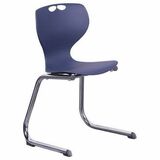 HDL Sofia Educational 16" Chair With Cantilevered Base - Leather, Glass Fiber Seat Material - Chrome Plated Steel Frame Material - Cantilever Base - Blue, Chrome - 1 Each