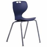 HDL Sofia Educational 14" Chair With Post Leg Base - Leather, Glass Fiber Seat Material - Steel Frame Material - Four-legged Base - Blue, Chrome - 1 Each