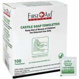 First Aid Central Castile Soap Towelettes - Box of 100 - - 5" (127 mm) Width x 7" (177.80 mm) Length - 100 / Box