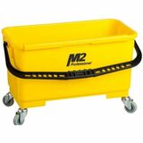 M2 Professional Window Cleaning Bucket with Wheels - Durable, Sturdy Handle, Heavy Duty - Plastic - Yellow - 1 Each
