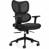 Wave High Back Synchro-Tilter, Mesh Back and Uph Seat, Black/Black - Offices to Go Wave High Back Synchro-Tilter Office Chair - Black Mesh Back with Black Fabric Seat