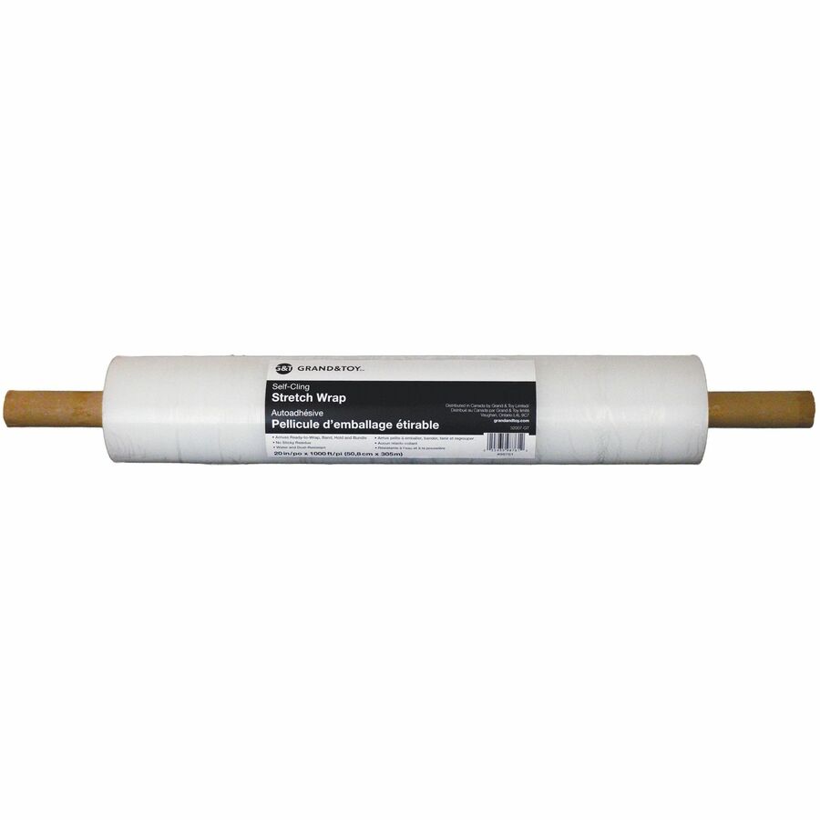 Grand & Toy Stretch Wrap - 20" Width x 1000 ft Length - Clear - 1 / Unit