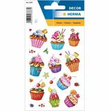 Herma Stickers Cupcakes, Glittery - 20 x Cupcake Shape - Glittery - Self-adhesive, Permanent Adhesive - 10 / Pack