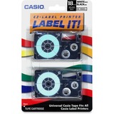 Casio EZ-Label Printer Tape Cartridges - 45/64" Length - Dye Sublimation - White - 2 / Pack