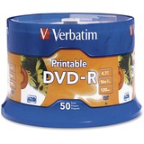 Verbatim DVR-R 4.7GB 16X White Inkjet Printable with Branded Hub - 50pk Spindle - 120mm - Printable - Inkjet Printable