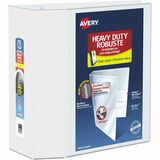 Avery Heavy Duty View Binder5" , One Touch&trade; Locking D Rings, White - 5" Binder Capacity - Letter - 8 1/2" x 11" Sheet Size - 1050 Sheet Capacity - 3 x D-Ring Fastener(s) - 4 Internal Pocket(s) - Chipboard, Poly - White - Recycled - Clear Overla