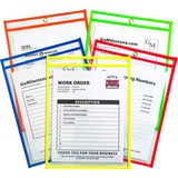 C-Line Neon Colored Stitched Shop Ticket Holders - Support 9" (228.60 mm) x 12" (304.80 mm) Media - Vinyl - 25 / Box - Clear, Assorted - Sturdy