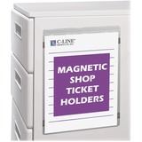 C-Line Magnetic Shop Ticket Holders - Support 9" (228.60 mm) x 12" (304.80 mm) Media - Vinyl - 15 / Box - Clear - Durable