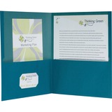 Oxford EarthWise Letter Recycled Pocket Folder - 8 1/2" x 11" - 100 Sheet Capacity - 2 Pocket(s) - Blue - 100% Recycled - 25 / Box