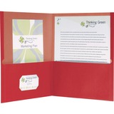 Oxford EarthWise Letter Recycled Pocket Folder - 8 1/2" x 11" - 100 Sheet Capacity - 2 Pocket(s) - Red - 100% Recycled - 25 / Box