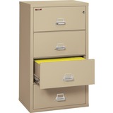 FireKing Insulated File Cabinet - 4-Drawer - 31.1" x 22.1" x 52.8" - 4 x Drawer(s) for File - Legal, Letter - Lateral - Fire Resistant - Parchment - Powder Coated - Steel