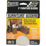 Mighty Mighty Movers Reusable Furniture Sliders - 0.4" Thickness x 5" Diameter - Polymer Plastic, Foam - Beige