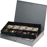 MMF Heavy Gauge Steel Cash Box with Tray - 5 Bill - 5 Coin - Steel - Gray - 2.25" (57.15 mm) Height x 15.37" (390.40 mm) Width x 10.50" (266.70 mm) Depth