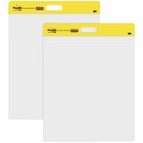 Post-it Self-Stick Easel Pads - 20 Sheets - Plain - Stapled - 18.50 lb Basis Weight - 20" x 23" - White Paper - Self-adhesive, Repositionable, Bleed Resistant, Cardboard Back - 2 / Pack