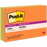 Post-it Super Stick Notes - Energy Boost Color Collection - 360 - 6" x 4" - Rectangle - 45 Sheets per Pad - Unruled - Vital Orange, Limeade, Tropical Pink, Sunnyside - Paper - Self-adhesive - 8 / Pack