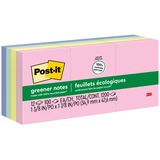 Post-it® Greener Notes - 1200 - 1.50" x 2" - Rectangle - 100 Sheets per Pad - Unruled - Positively Pink, Canary Yellow, Fresh Mint, Moonstone - Paper - Self-adhesive, Repositionable - 12 / Pack