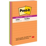 Post-it Super Sticky Notes - Energy Boost Color Collection - 270 x Assorted - 4" x 6" - Rectangle - 90 Sheets per Pad - Ruled - Orange, Pink, Green - Paper - Self-adhesive, Recyclable - 3 / Pack