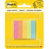 Post-it® Page Markers - 1/2"W - 100 - 0.50" x 2" - Rectangle - Unruled - Bright Assorted - Paper - Removable, Self-adhesive - 500 / Pack