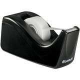 Scotch Two-tone Desktop Office Tape Dispenser - Holds Total 1 Tape(s) - 1" (25.40 mm) Core - Refillable - Non-skid Base - Black - 1 Each