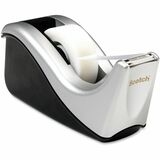 Scotch Two-tone Desktop Office Tape Dispenser - Holds Total 1 Tape(s) - 1" (25.40 mm) Core - Refillable - Non-skid Base - Silver, Black - 1 Each