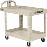 Rubbermaid Commercial Two Shelf Service Cart - 2 Shelf - 226.80 kg Capacity - 4 Casters - 5" (127 mm) Caster Size - Plastic - 44" Length x 25.3" Width x 39" Height - Beige - 1 Each