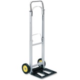 Safco Hideaway Compact Hand Truck - Folding Handle - 113.40 kg Capacity - 2 Casters - 6" (152.40 mm) Caster Size - Steel, Aluminum - x 15.5" Width x 16.5" Depth x 43.5" Height - Aluminum Frame - Silver - 1 Each
