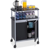 Safco Mobile Beverage Cart - 4 Casters - 3.50" (88.90 mm) Caster Size - Melamine, Steel - x 33.5" Width x 21.8" Depth x 43" Height - Gray Steel Frame - Chrome - 1 Each